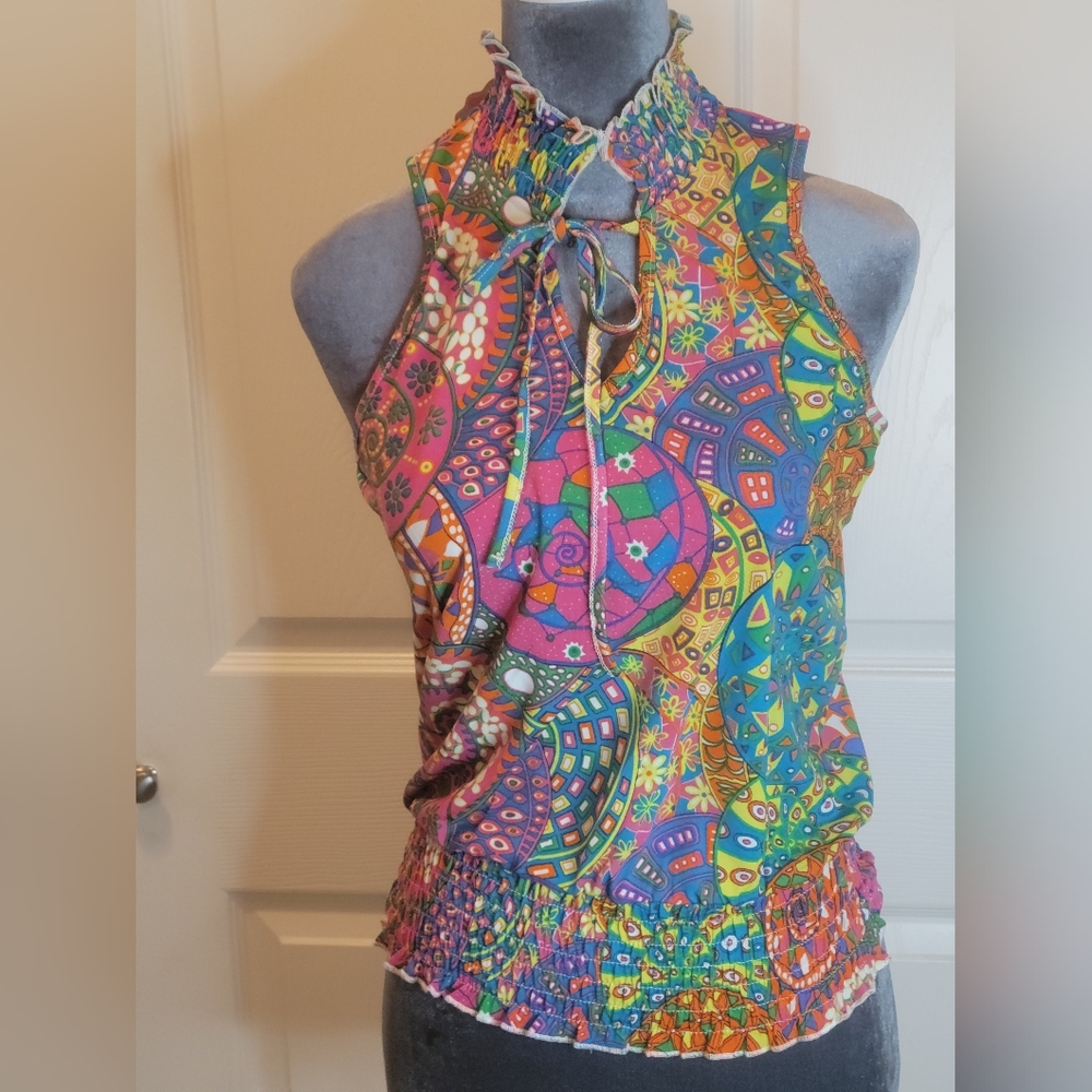 NWT Just Funky Colorful Bold Sleeveless Top
